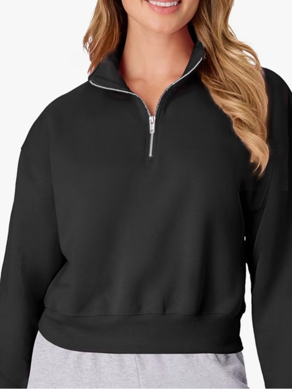 BRAND NEW Hanes Women's Black Half-Zip Pullover Top Size XL